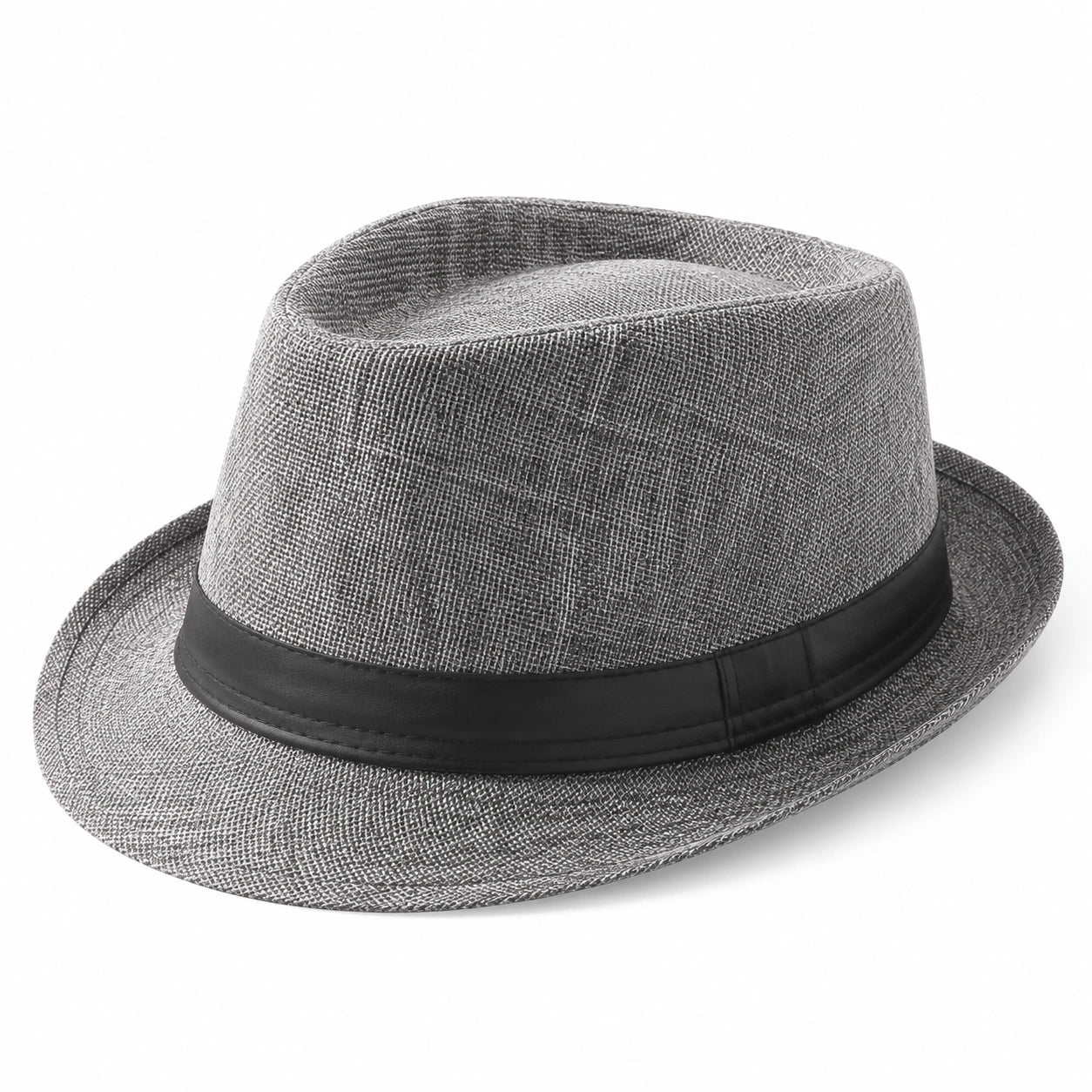 Eleganter Grauer Fedora Hut mit Schwarzem Band