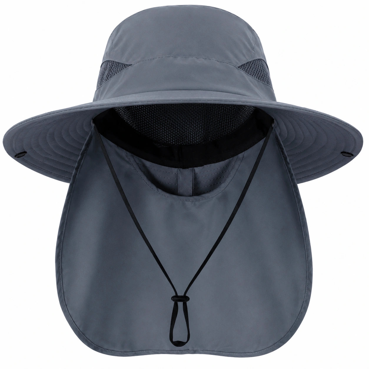 Sonnenhut mit Nackenschutz und breiter Krempe Dunkelgrau Unisex