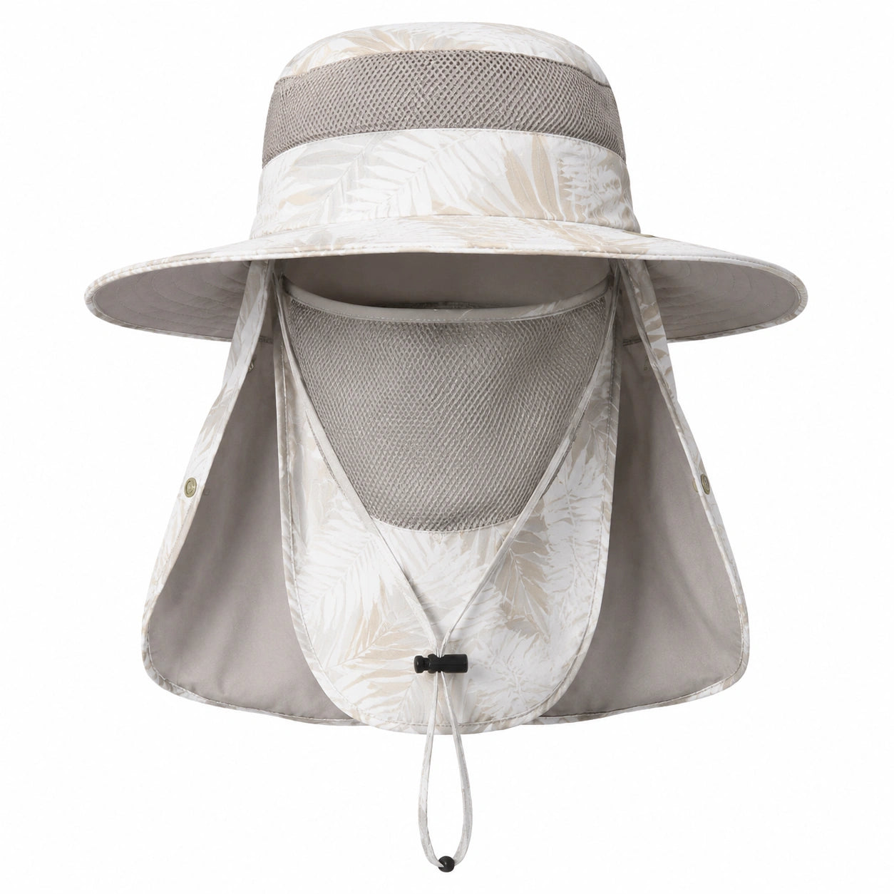 Beiger Sonnenhut mit UV-Schutz und Gesichtsschutz