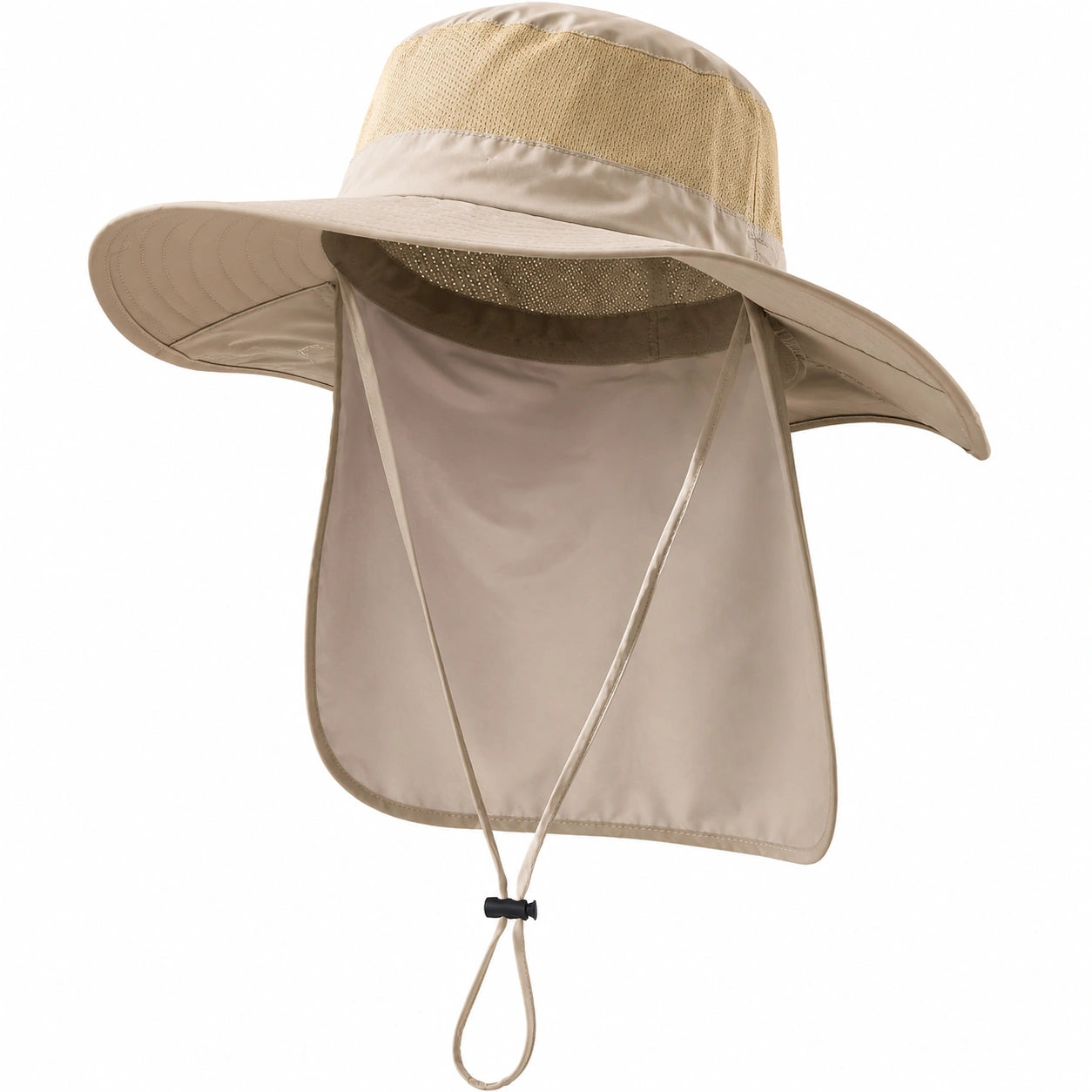 Beiger Outdoor-Sonnenhut mit Nackenschutz
