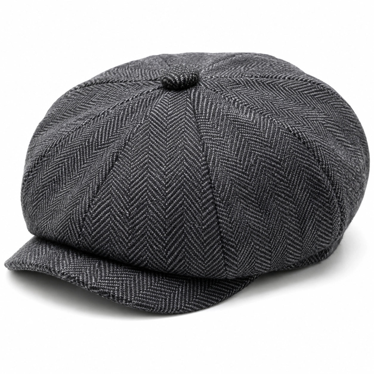 Grau Fischgrätenmuster Schiebermütze Unisex