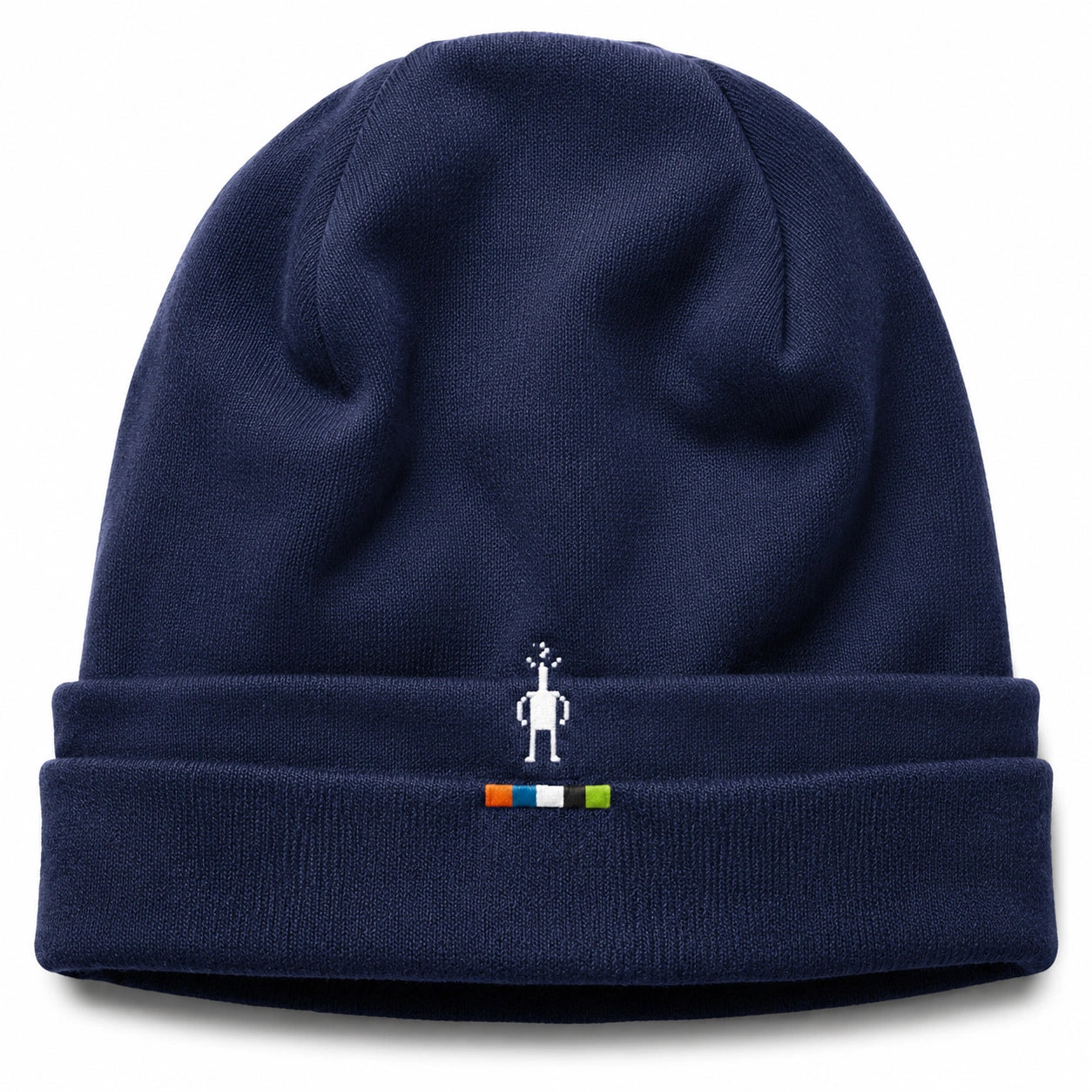 Dunkelblaue Strickmütze mit Stickerei